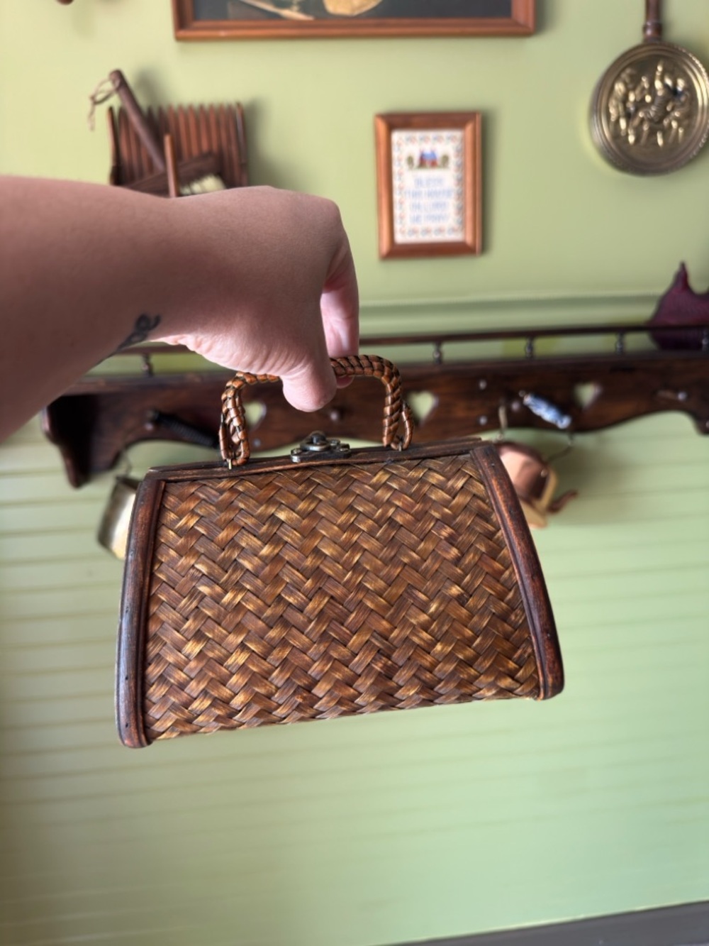 Vintage Brown Woven Purse